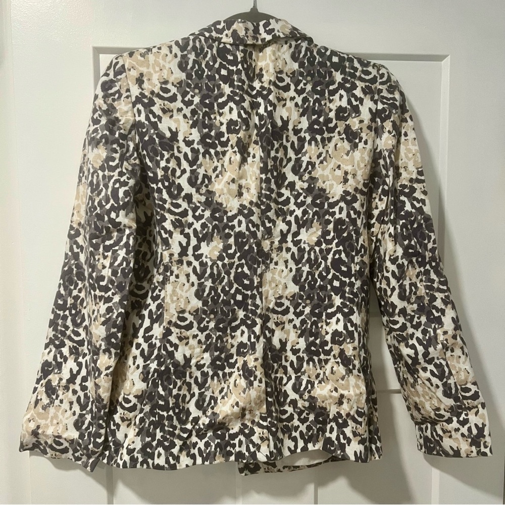 Joie Linen Leopard Print Blazer Size 4 - Picture 5 of 11